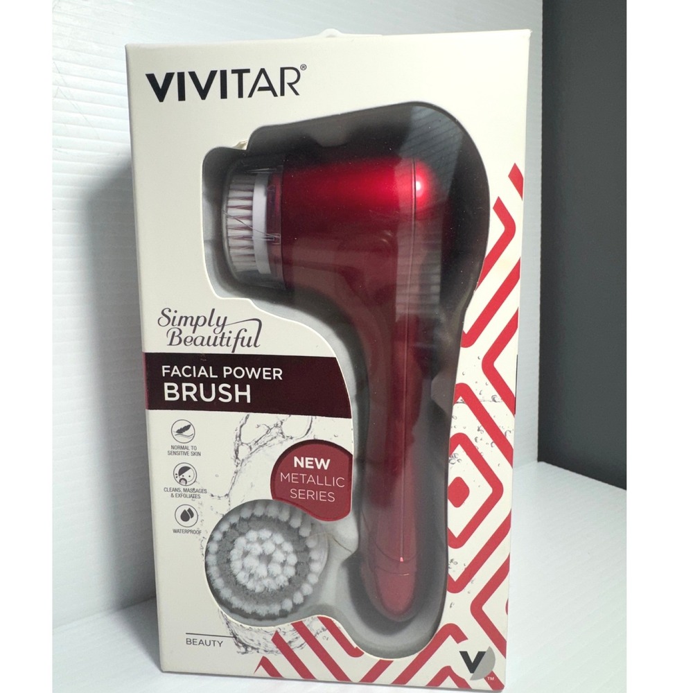 Vivitar Simply Beautiful Facial Power Brush Metallic Red PG-7000RED Waterproof